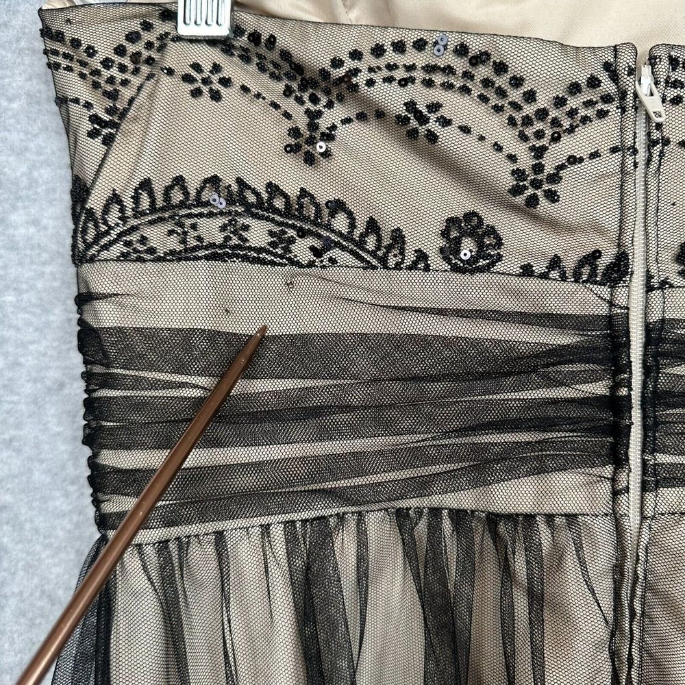 Davids Bridal Strapless Dress Size 8 A-Line Cocktail Beaded Black Tulle Empire - Picture 8 of 16